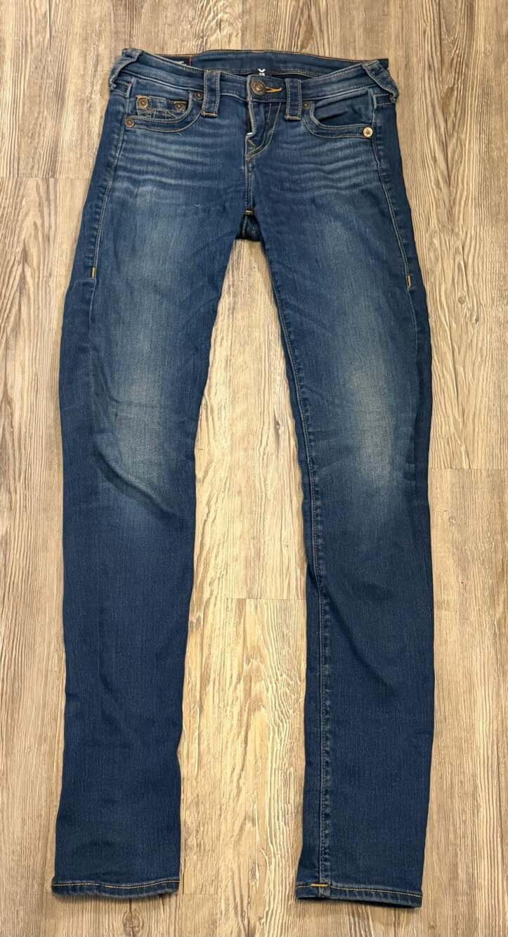 True Religion Billie Mid Rise Straight Size 25 Blue Denim Jeans